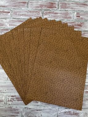 Set of 10 Rose Tree Murano Placemats Tan Brown Faux Ostrich Leather Textured